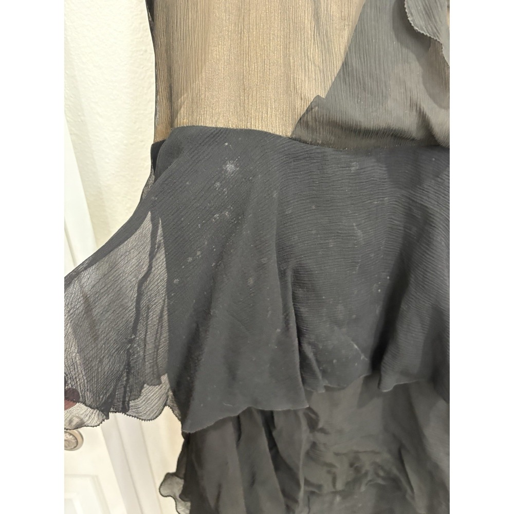 Black Ivory Lace Silk Mesh Sheer Beaded Late 1920s Flapper Dress Antique FLAWS - Picture 2 of 13